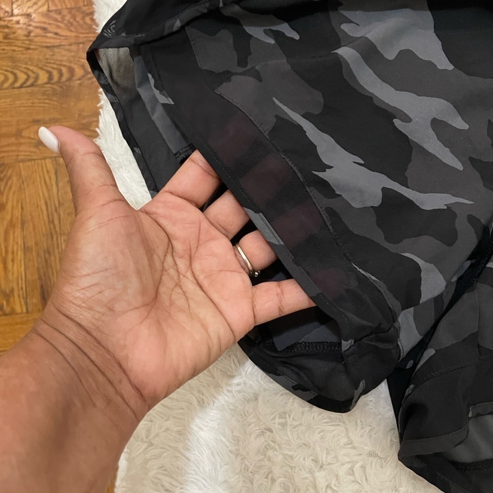 Athleta Black Camouflage Mesh Racer Shorts - Picture 4 of 14